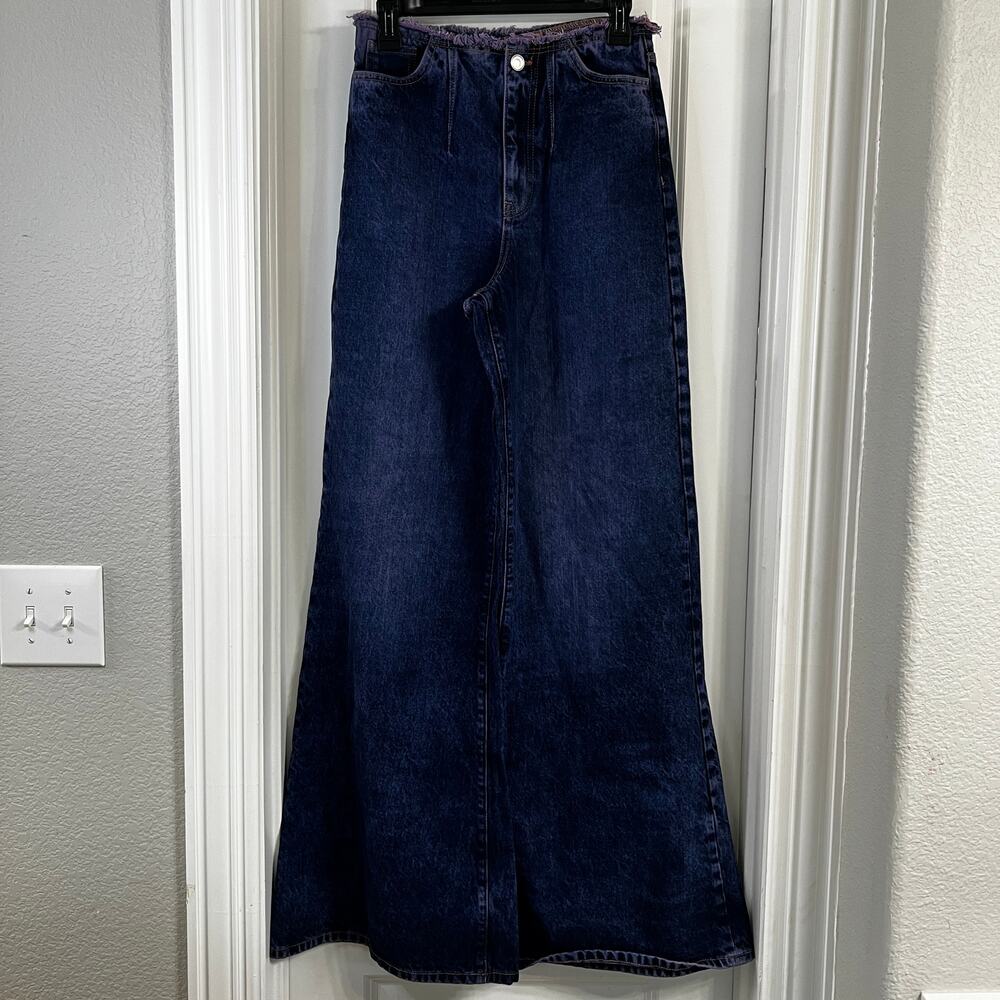 Denin Collection Raw Edge Wide Leg Flare Jeans | Size 26